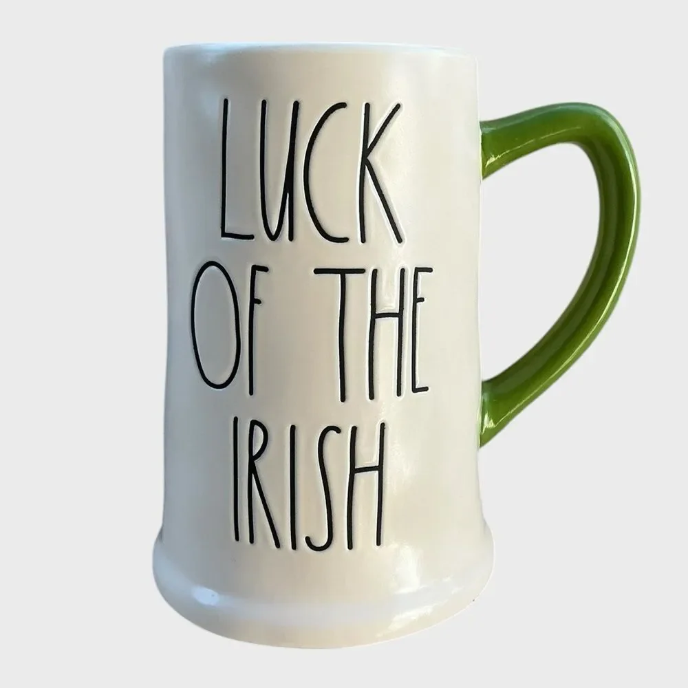 Rae Dunn LUCK OF THE IRISH Green Coffee Mug Large St. Patrick’s Day